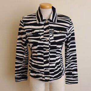 Live a Little Lightweight Black & White Striped Jacket